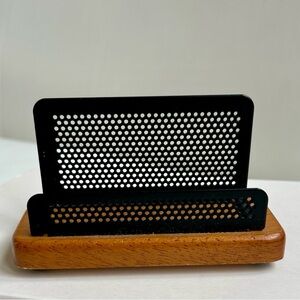 Rolodex® Distinctions™ Punched Metal And Wood Business Card Holder, Black/Cherry